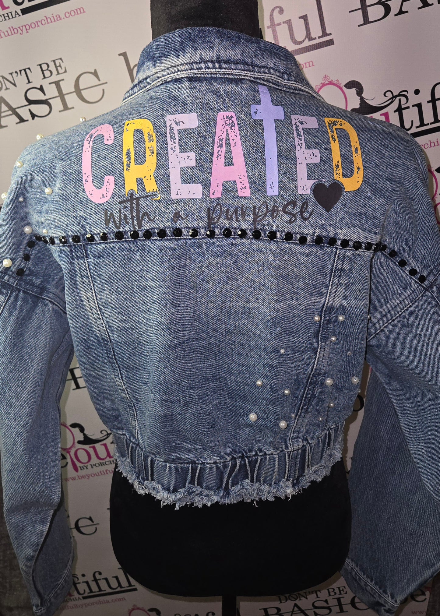 Custom "Created With a Purpose Denim Jacket 💙"
